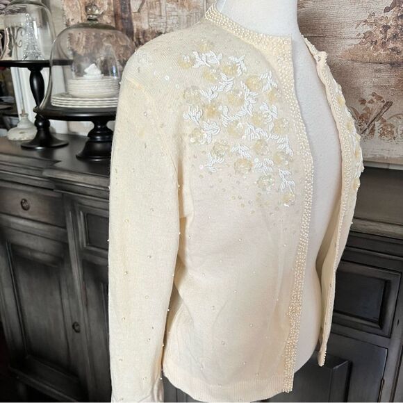 Vintage Beaded/sequins Cardigan Sweater size Medium - Picture 5 of 10